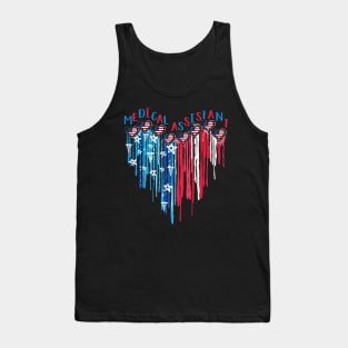 Medical Assistant Life American Flag Melting Heart 4th Of July Tank Top